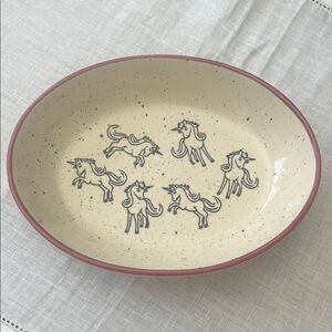 Meritage Speckled Oval Serving Dish with a Unicorn Design